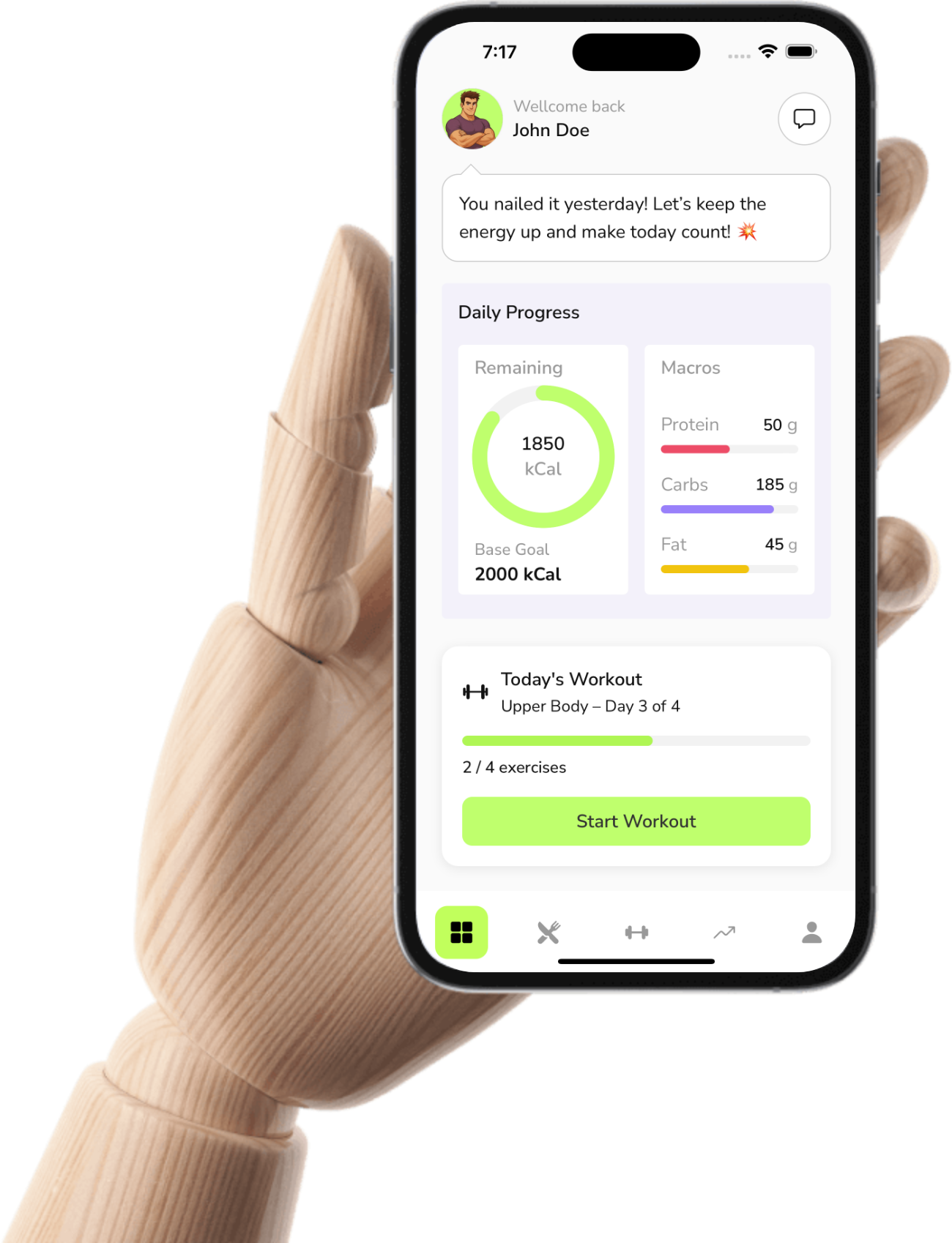 FitLead.AI mobile app interface showcasing AI fitness features